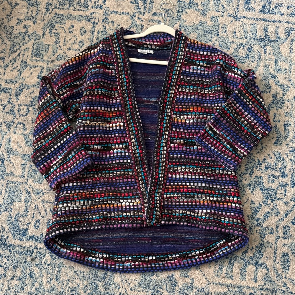 Adore multicolor open cardigan whimsical sweater sz L large